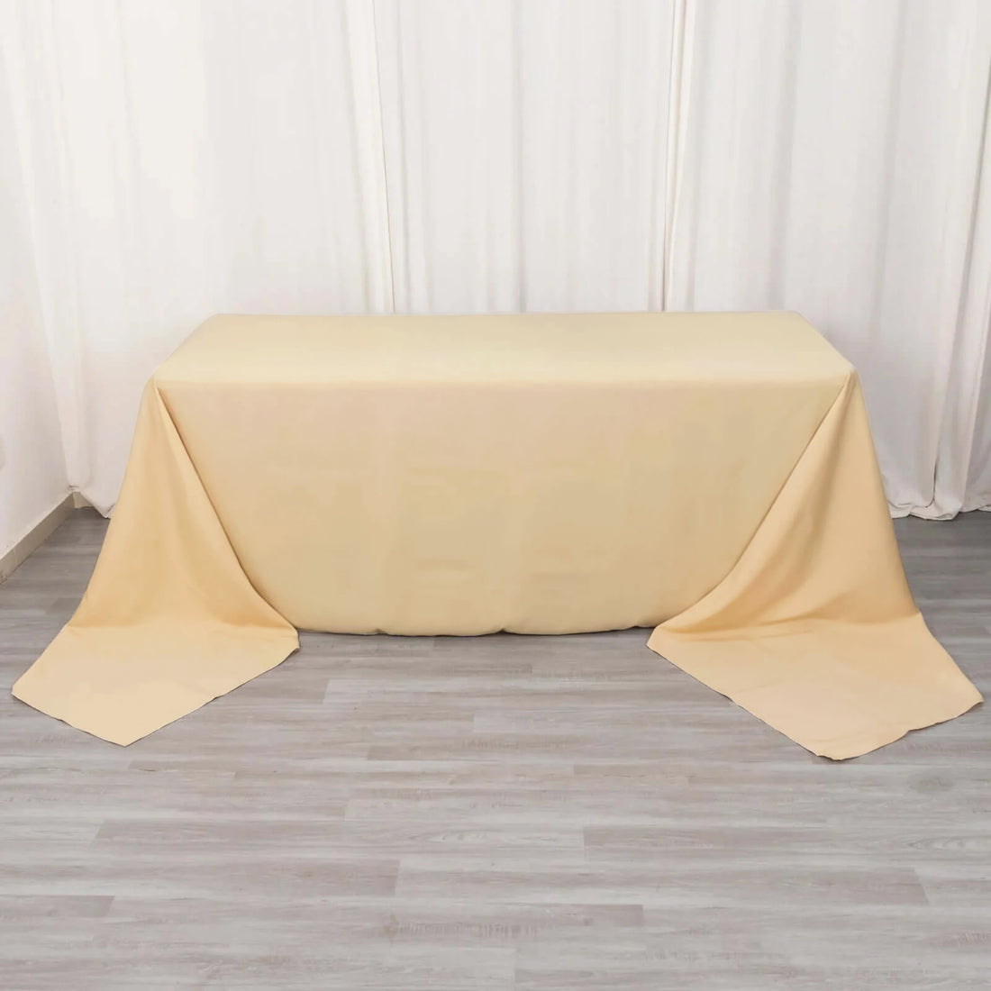 90x156inch Beige Seamless Premium Polyester Rectangular Tablecloth - 220GSM