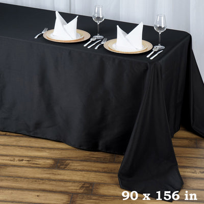 Premium Polyester Rectangle Tablecloth 90"x156" Black - Seamless 220GSM Wrinkle-Resistant & Durable Finish