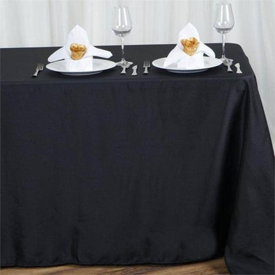 Polyester Rectangle Tablecloth 90"x156" Black with Seamless Finish