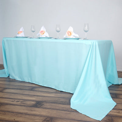 Polyester Rectangle Tablecloth 90"x156" Light Blue with Seamless Finish