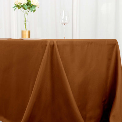 Polyester Rectangle Tablecloth 90"x156" Cinnamon Brown with Seamless Finish