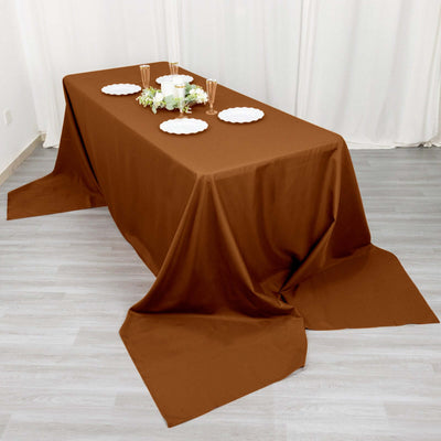Polyester Rectangle Tablecloth 90"x156" Cinnamon Brown with Seamless Finish