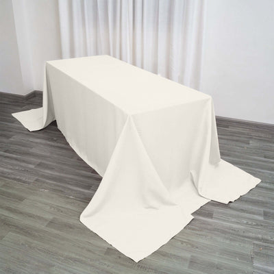 Polyester Rectangle Tablecloth 90"x156" Ivory with Seamless Finish