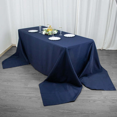 Premium Polyester Rectangle Tablecloth 90"x156" Navy Blue - Seamless 220GSM Wrinkle-Resistant & Durable Finish