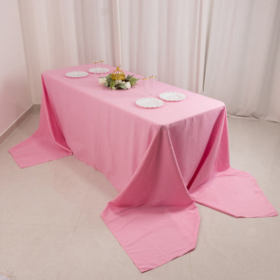 Premium Polyester Rectangle Tablecloth 90"x156" Pink - Seamless 220GSM Wrinkle-Resistant & Durable Finish