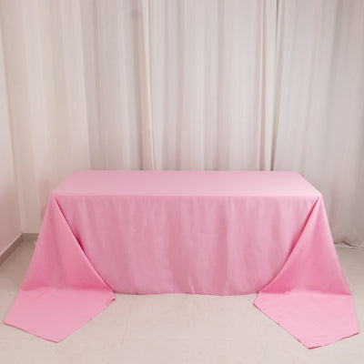 Premium Polyester Rectangle Tablecloth 90"x156" Pink - Seamless 220GSM Wrinkle-Resistant & Durable Finish