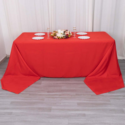 Premium Polyester Rectangle Tablecloth 90"x156" Red - Seamless 220GSM Wrinkle-Resistant & Durable Finish