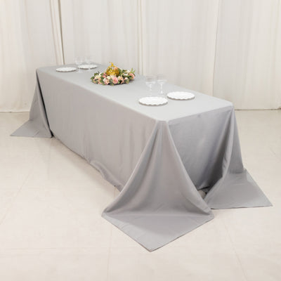 Premium Polyester Rectangle Tablecloth 90"x156" Silver - Seamless 220GSM Wrinkle-Resistant & Durable Finish