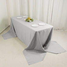 90x156inch Silver Seamless Premium Polyester Rectangular Tablecloth - 220GSM for 8 Foot Table