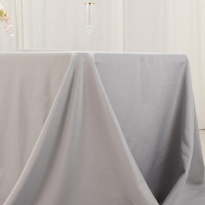 Premium Polyester Rectangle Tablecloth 90"x156" Silver - Seamless 220GSM Wrinkle-Resistant & Durable Finish