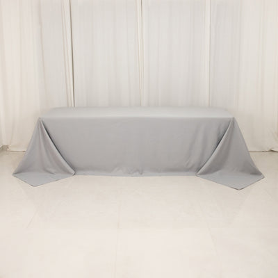 Premium Polyester Rectangle Tablecloth 90"x156" Silver - Seamless 220GSM Wrinkle-Resistant & Durable Finish