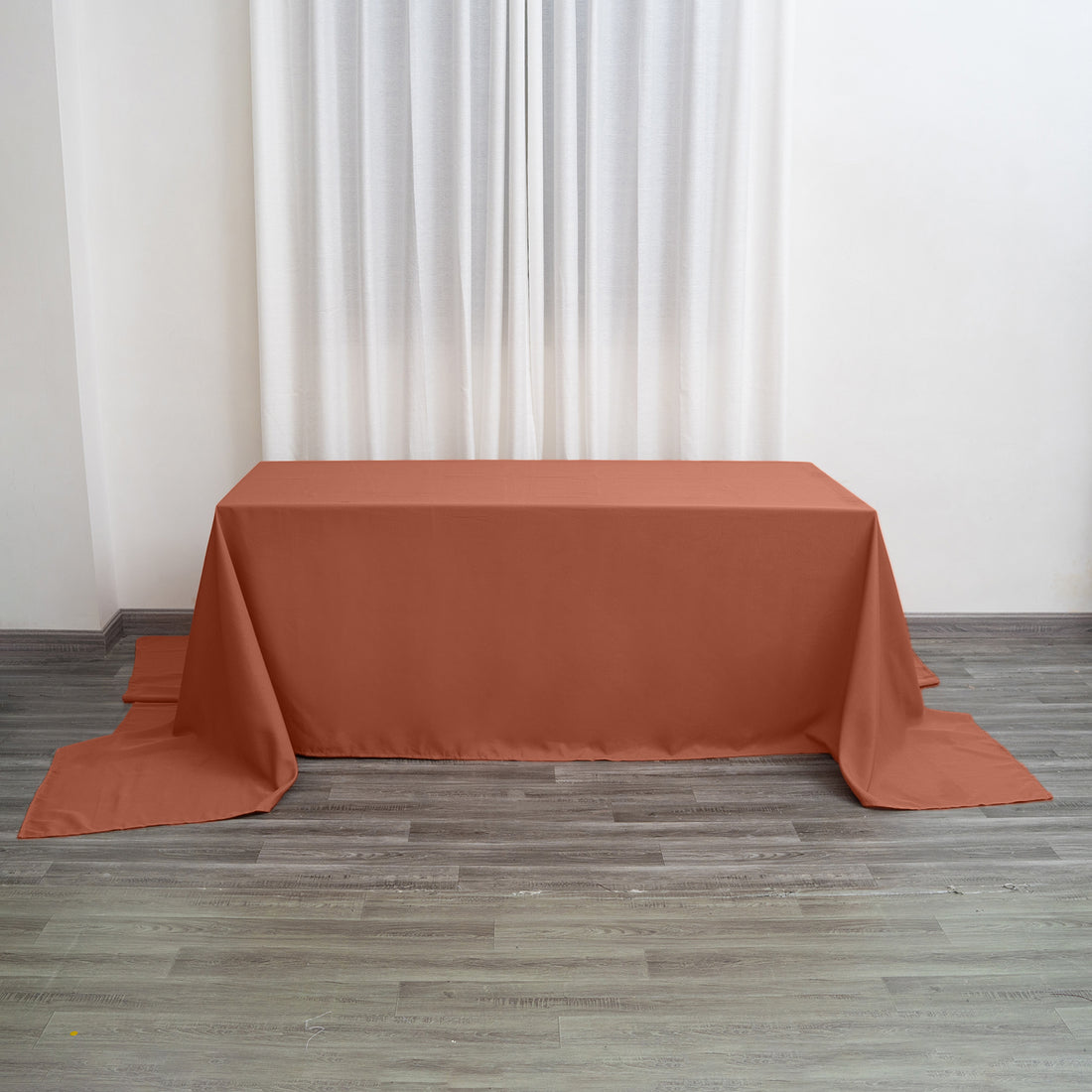 Terracotta (Rust) Seamless Polyester Rectangular Tablecloth - 90x156inch