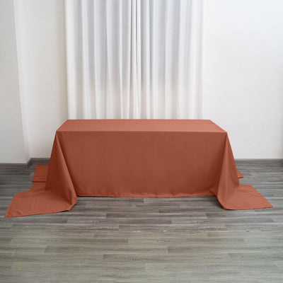 Polyester Rectangle Tablecloth 90"x156" Terracotta (Rust) with Seamless Finish