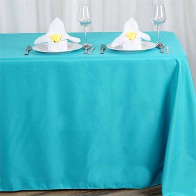 Polyester Rectangle Tablecloth 90"x156" Turquoise with Seamless Finish