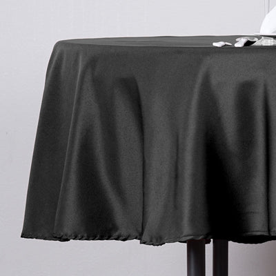 Polyester Round Tablecloth 90" Black with Durable Finish - Perfect for Events & Parties