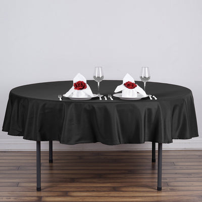 Polyester Round Tablecloth 90" Black with Durable Finish - Perfect for Events & Parties