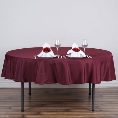 Polyester Round Tablecloth 90" Burgundy - Reusable & Durable Table Cover