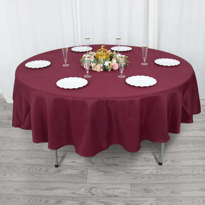 Premium Polyester Round Tablecloth 90" Burgundy - 220GSM Wrinkle-Resistant & Durable Table Cover