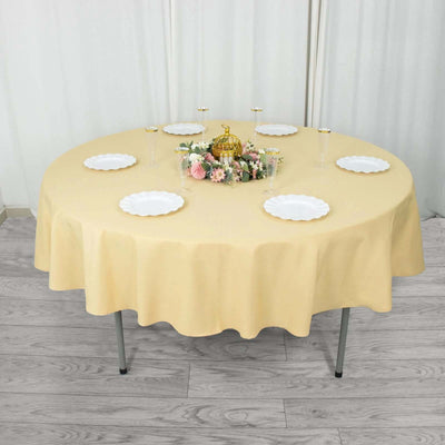 Premium Polyester Round Tablecloth 90" Champagne - 220GSM Wrinkle-Resistant & Durable Table Cover