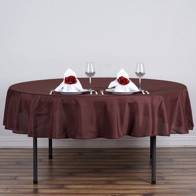 Polyester Round Tablecloth 90" Chocolate - Reusable & Durable Table Cover