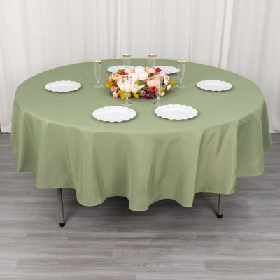 Premium Polyester Round Tablecloth 90" Dusty Sage Green - 220GSM Wrinkle-Resistant & Durable Table Cover