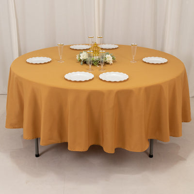 Premium Polyester Round Tablecloth 90" Gold - 220GSM Wrinkle-Resistant and Durable Fabric for Classy Weddings & Events