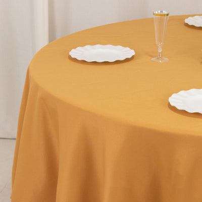 Premium Polyester Round Tablecloth 90" Gold - 220GSM Wrinkle-Resistant and Durable Fabric for Classy Weddings & Events