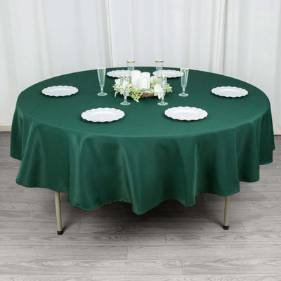 Premium Polyester Round Tablecloth 90" Hunter Emerald Green - 220GSM Wrinkle-Resistant & Durable Fabric
