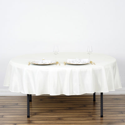 Polyester Round Tablecloth 90" Ivory - Reusable & Durable Table Cover