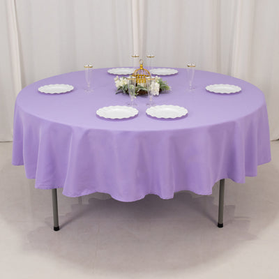 Premium Polyester Round Tablecloth 90" Lavender Lilac - 220GSM Wrinkle-Resistant & Durable Table Cover