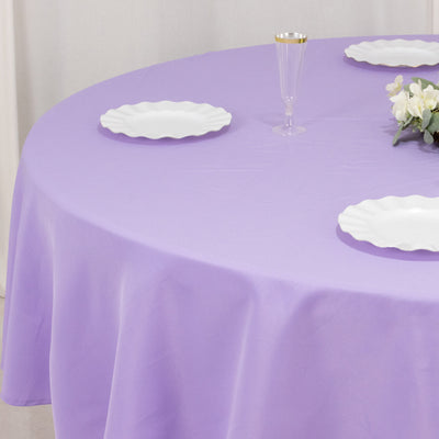 Premium Polyester Round Tablecloth 90" Lavender Lilac - 220GSM Wrinkle-Resistant & Durable Table Cover