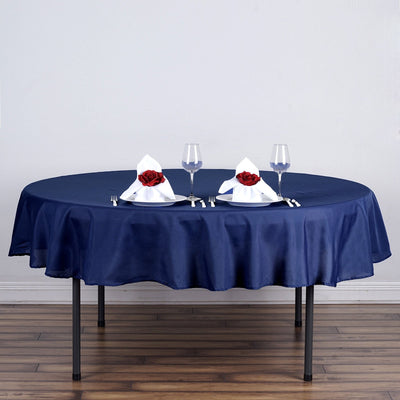 Polyester Round Tablecloth 90" Navy Blue - Reusable & Durable Table Cover