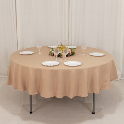 Premium Polyester Round Tablecloth 90" Nude - 220GSM Wrinkle-Resistant & Durable Table Cover