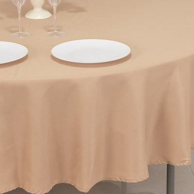 Premium Polyester Round Tablecloth 90" Nude - 220GSM Wrinkle-Resistant & Durable Table Cover