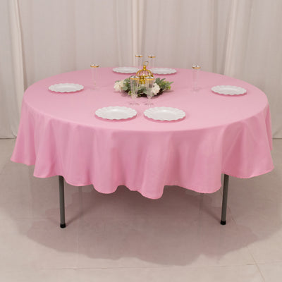 Premium Polyester Round Tablecloth 90" Pink - 220GSM Wrinkle-Resistant & Durable Table Cover