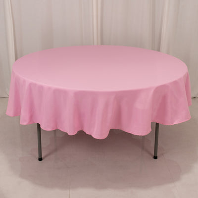 Premium Polyester Round Tablecloth 90" Pink - 220GSM Wrinkle-Resistant & Durable Table Cover
