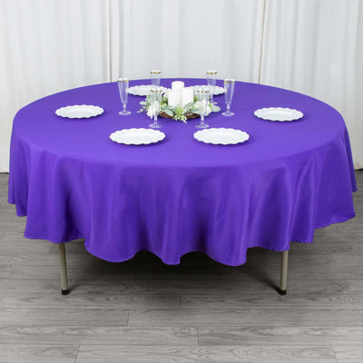 Premium Polyester Round Tablecloth 90" Purple - 220GSM Wrinkle-Resistant & Durable Table Cover