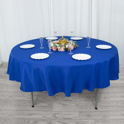 Premium Polyester Round Tablecloth 90" Royal Blue - 220GSM Wrinkle-Resistant & Durable Table Cover