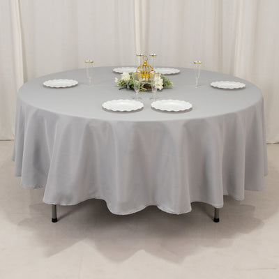 Premium Polyester Round Tablecloth 90" Silver - 220GSM Wrinkle-Resistant & Durable Table Cover