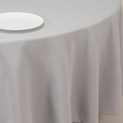 Premium Polyester Round Tablecloth 90" Silver - 220GSM Wrinkle-Resistant & Durable Table Cover