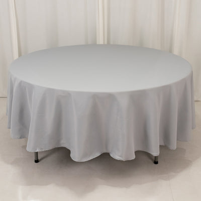 Premium Polyester Round Tablecloth 90" Silver - 220GSM Wrinkle-Resistant & Durable Table Cover