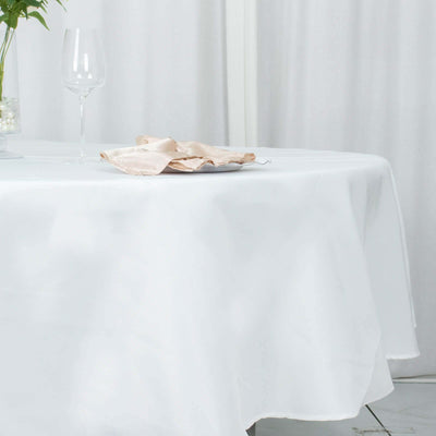 Premium Polyester Round Tablecloth 90" White - 220GSM Wrinkle-Resistant and Durable Fabric for Classy Weddings & Events