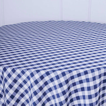 Create a Picnic-Inspired Ambiance with the White/Navy Blue Gingham Style Table Linen