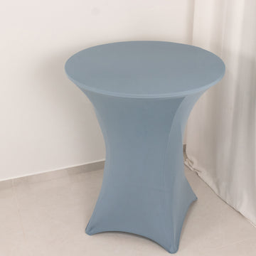 <span style="background-color:transparent;color:#000000;">Elegant and Stretchy Dusty Blue Spandex Table Cover for Highboy Tables</span>