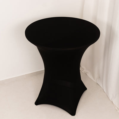 Spandex Cocktail Table Cover 36" Round Black High Top Tables - Easy to Maintain Stretch Fitted Highboy Tablecloth