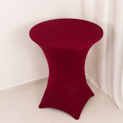 Spandex Cocktail Table Cover 36" Round Burgundy High Top Tables - Easy to Maintain Stretch Fitted Highboy Tablecloth