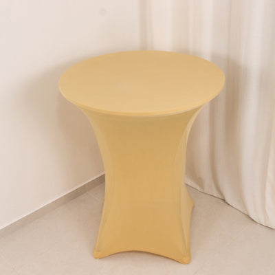 Spandex Cocktail Table Cover 36" Round Champagne High Top Tables - Easy to Maintain Stretch Fitted Highboy Tablecloth