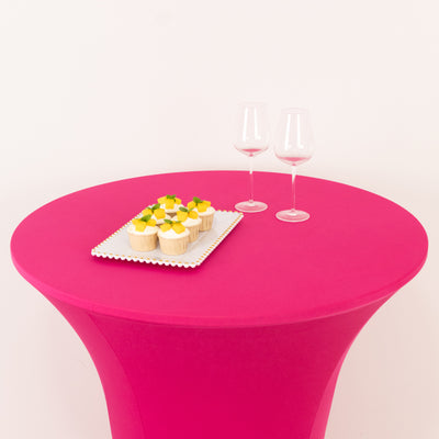 Spandex Cocktail Table Cover 36" Round Fuchsia High Top Tables - Easy to Maintain Stretch Fitted Highboy Tablecloth