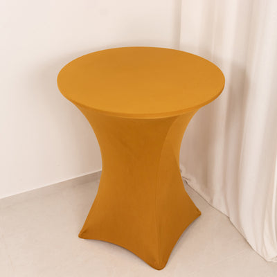 Spandex Cocktail Table Cover 36" Round Gold High Top Tables - Easy to Maintain Stretch Fitted Highboy Tablecloth