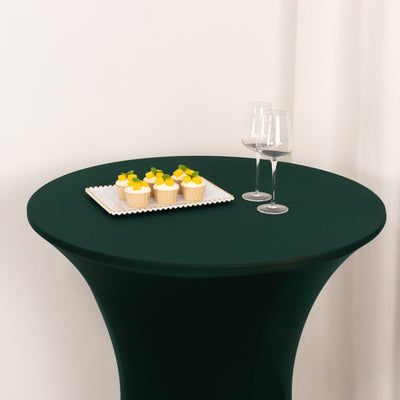 Spandex Cocktail Table Cover 36" Round Hunter Emerald Green High Top Tables - Easy to Maintain Stretch Fitted Highboy Tablecloth